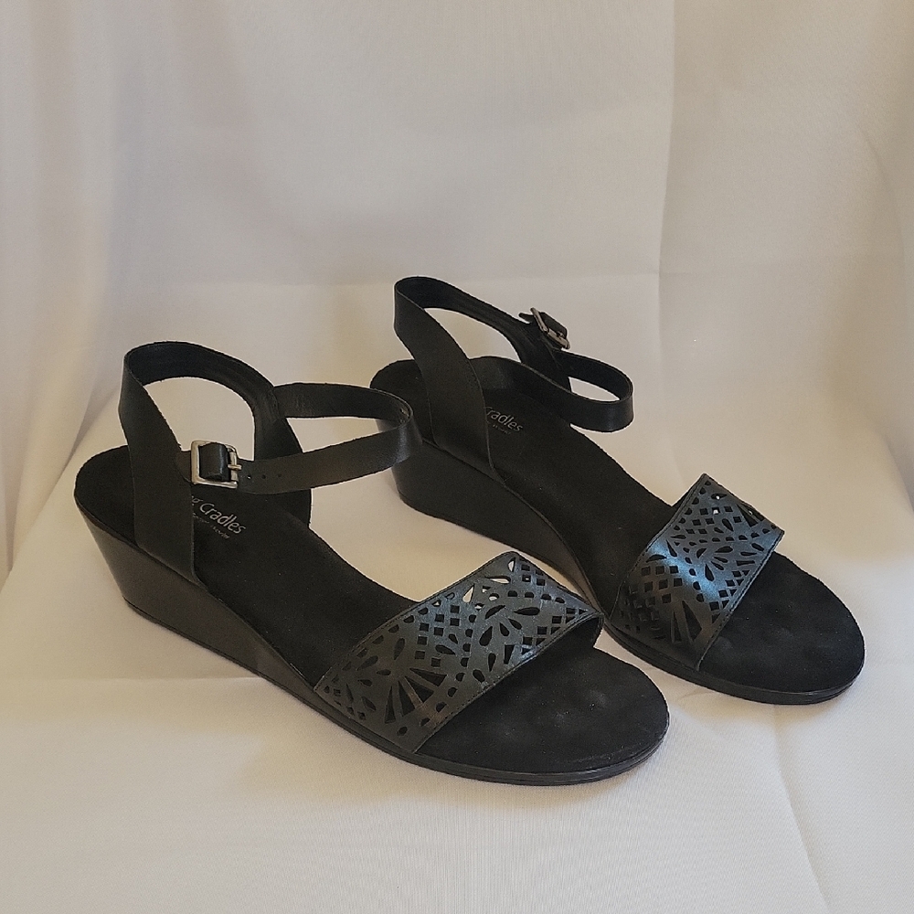 Walking Cradles Black Wedge Sandals